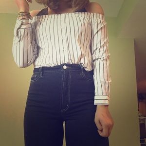strapless off the shoulder shirt